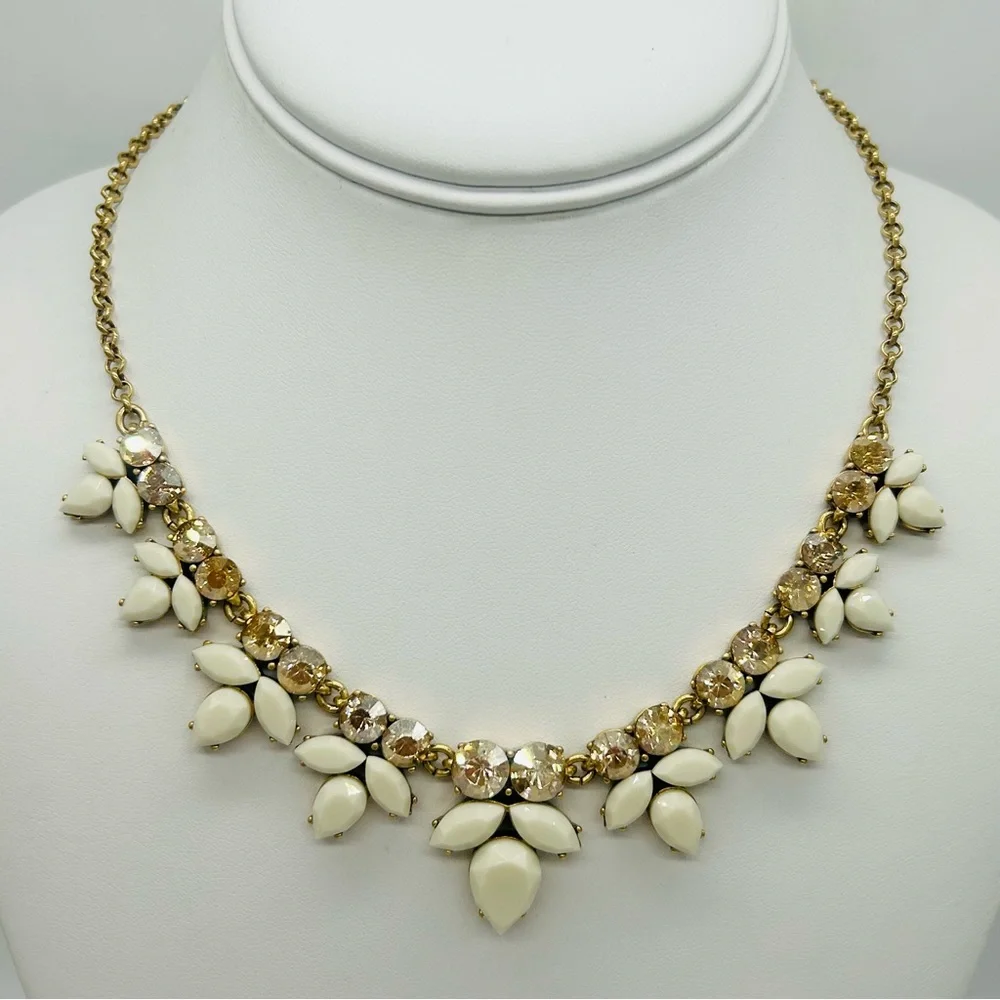 J. Crew Gold Jeweled and Cream Necklace